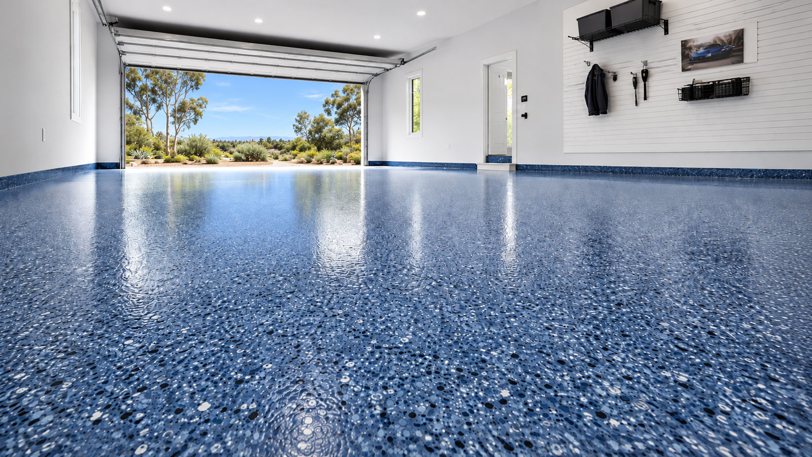 Flake garage floor coating